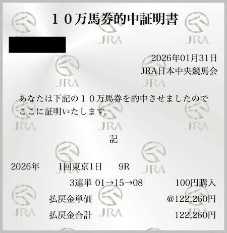 2026年 白嶺ステークス 万馬券的中 ヴィヴァン 競馬